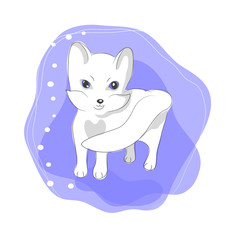 color vector illustration of cute arctic fox