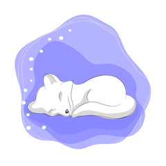 color vector illustration of cute arctic fox
