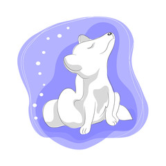 color vector illustration of cute arctic fox