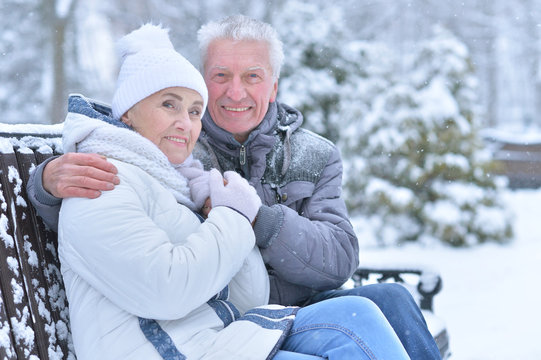 Senior Couple At Winter Outdoors