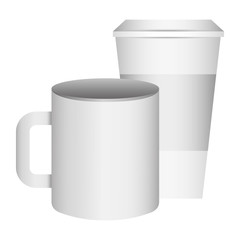 ceramic and paper coffee cup empty template for corporate identity vector illustration