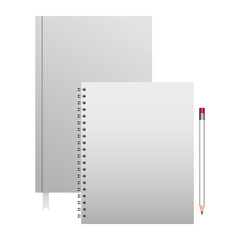 spiral notepad diary and pencil template branding and corporate identity blank vector illustration