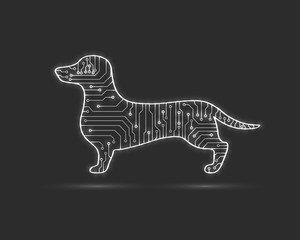 Abstract dog. Electronic technology. Vector dog. Electronic dog