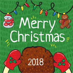 Merry christmas 2018 card hand draw