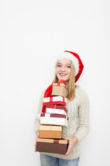 Teenage girl with Christmas presents