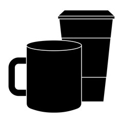 ceramic and paper coffee cup empty template for corporate identity vector illustration pictogram