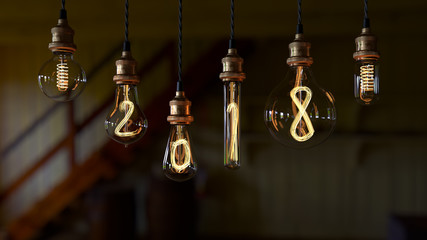 light bulb. new year 2018. edison light bulb