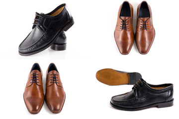 Group of shoes on white background