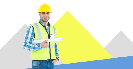 Man Construction worker with minimal shapes