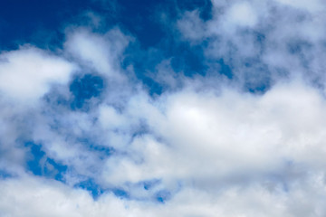 Blue sky with clouds and sun