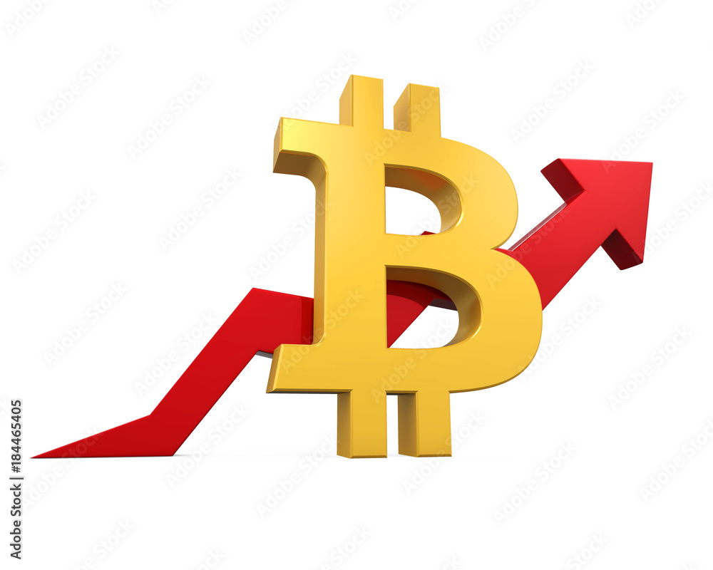 Poster Bitcoin with Arrow Up Isolated