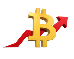 Bitcoin with Arrow Up Isolated