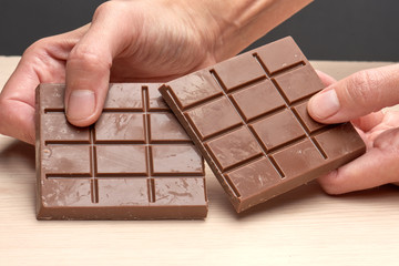 milk chocolate and hand