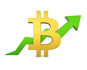Bitcoin with Arrow Up Isolated