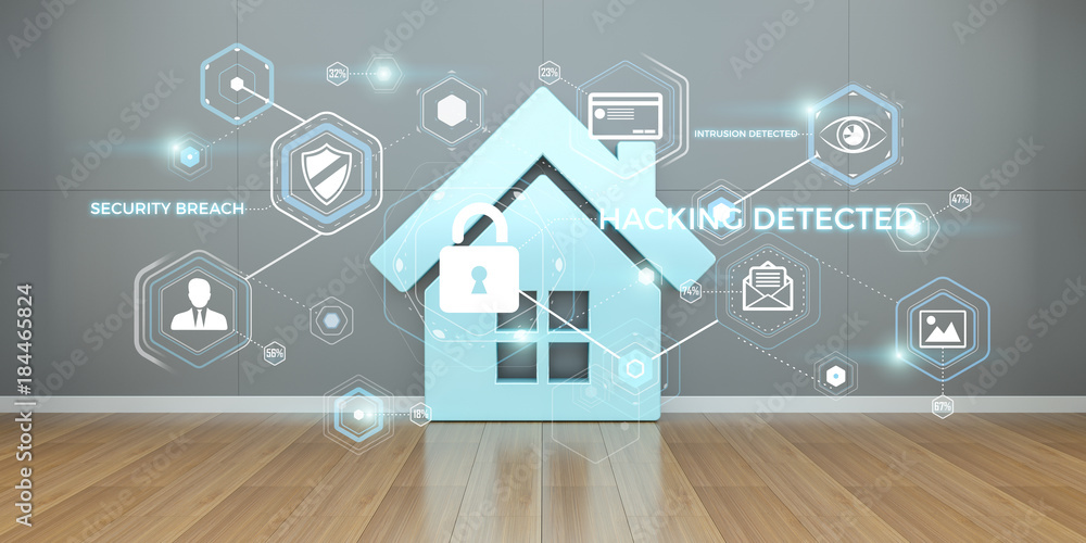 Aufkleber Smarthome security interface 3D rendering