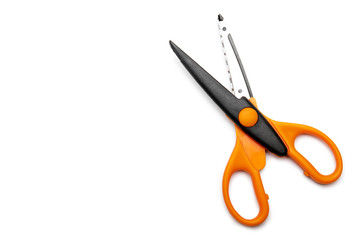 Orange and decoratice scissors, included clipping path