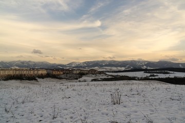  View to the town Zilina from the park in winter. Slovakia