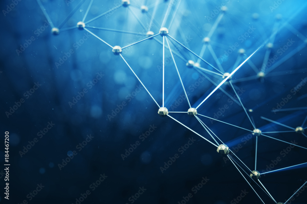Poster 3d illustration abstract bacgkround connection dots and lines of technology. connection structure. s