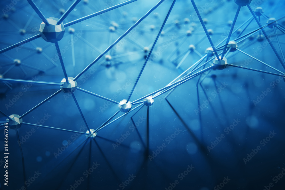 Poster 3d illustration abstract bacgkround connection dots and lines of technology. connection structure. s