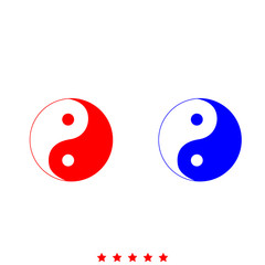 Yin Yang symbol icon . Different color .