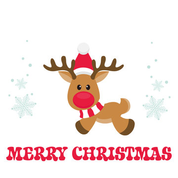 cartoon christmas deer vector with text