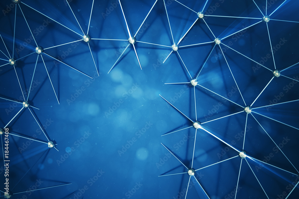 Poster 3d illustration abstract bacgkround connection dots and lines of technology. connection structure. s