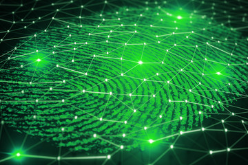 Fingerprint scanning for secure access. 3D rendering