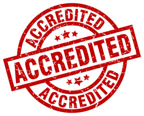 accredited round red grunge stamp