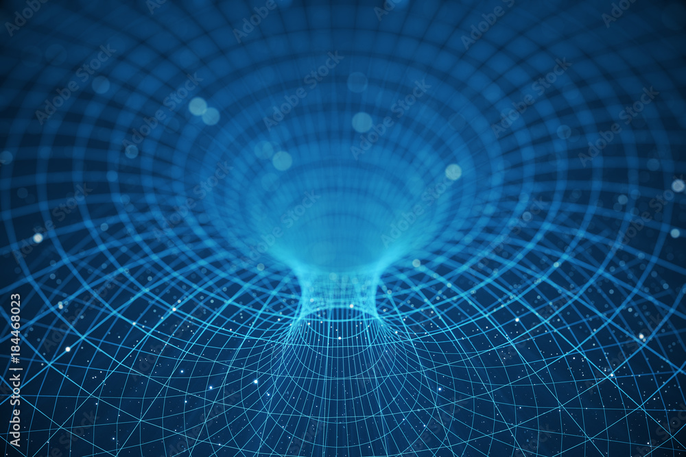 Poster 3d illustration tunnel or wormhole, tunnel that can connect one universe with another. abstract spee