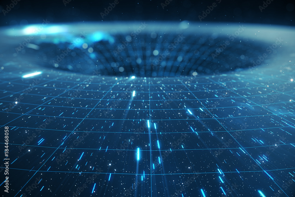 Aufkleber 3d illustration tunnel or wormhole, tunnel that can connect one universe with another. abstract spee