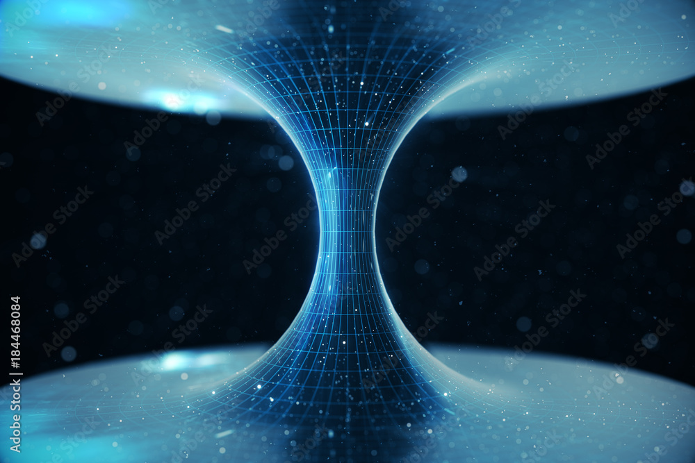 Poster 3d illustration tunnel or wormhole, tunnel that can connect one universe with another. abstract spee