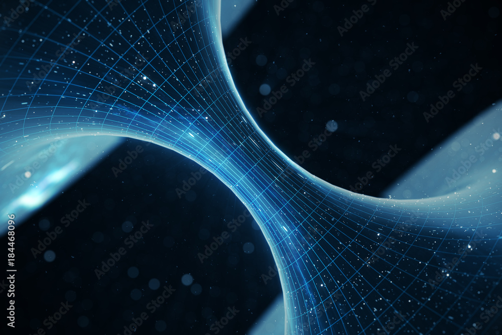 Poster 3d illustration tunnel or wormhole, tunnel that can connect one universe with another. abstract spee