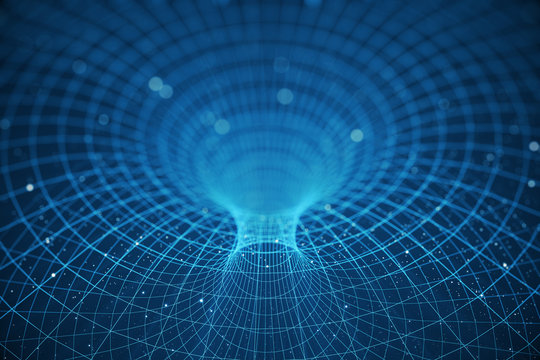 3D illustration tunnel or wormhole, tunnel that can connect one universe with another. Abstract speed tunnel warp in space, wormhole or black hole, scene of overcoming the temporary space in cosmos