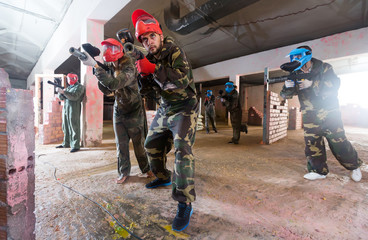  friends in red masks are ready for attack