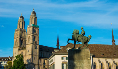 Zurich Switzerland statue and church