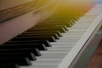 Beautiful classic piano with sunlight