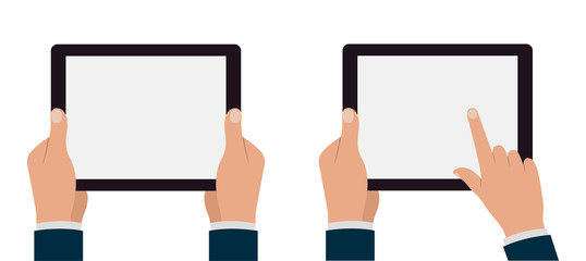 Set of tablets pc with hands. Stock illustration