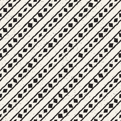 Hand drawn style ethnic seamless pattern. Abstract geometric background in black and white.