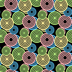 Colorful Circle seamless pattern. Seamless circle vector illustration background. Repeating geometric tiles. Concentric circles