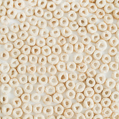Cereal pattern on white background. Flat lay, top view.