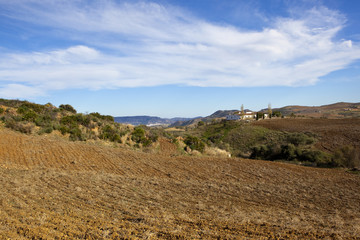 spanish farmland with house