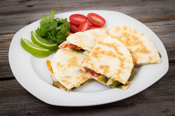 Chicken quesadilla dish