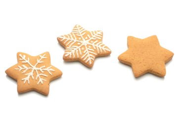 Star shape christmas gingerbread isolated on white background