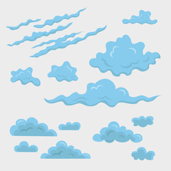 Set of different clouds on the white background.