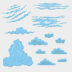 Set of different cartoon clouds.