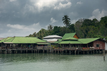 Houses on stilts in the fishing village, Thailand