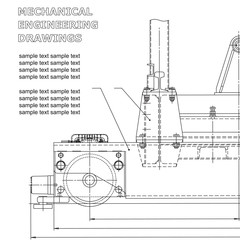 Mechanical engineering drawings on a white background