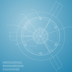 Mechanical engineering drawings. Engineering. Blue