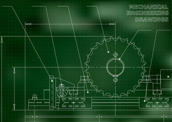 Mechanical engineering drawings. Vector Drawing. Green. Points
