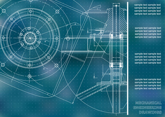 Obraz premium Mechanical engineering drawings. Vector engineering drawing. Blue. Points